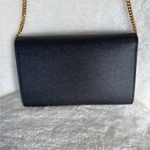 SAINT LAURENT Uptown Chain Wallet in Grain De Poudre Embossed Leather - Picture 7 of 14